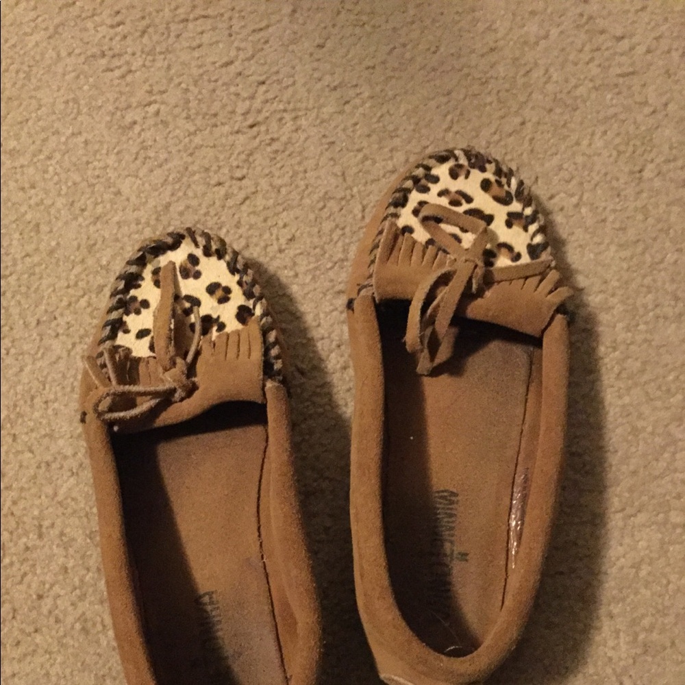 Suede moccasins, flat with grippy soles